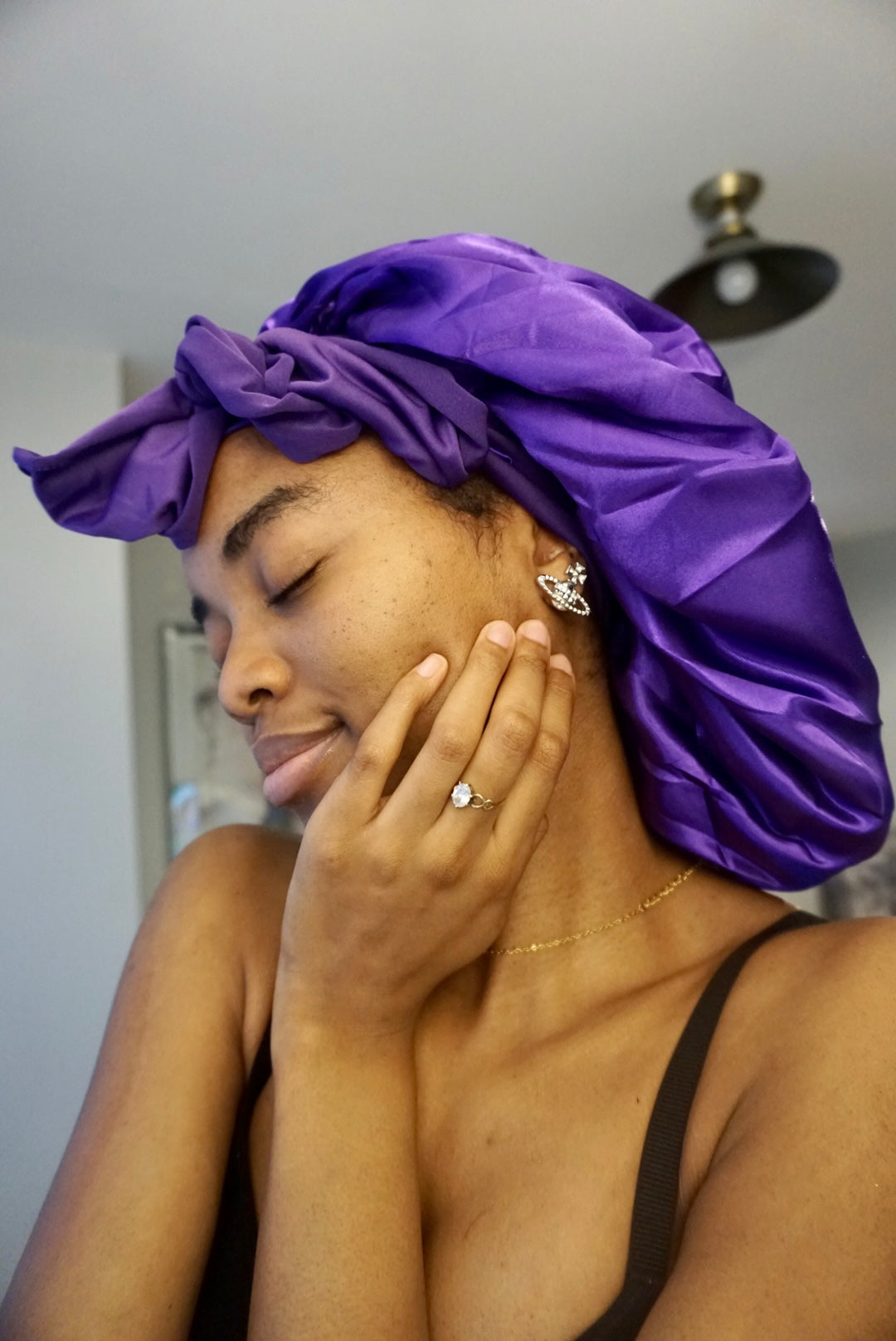 Satin Bonnet Single Layer: African, Ankara Print Wide Stretchy Edges Tie Band Adult Large