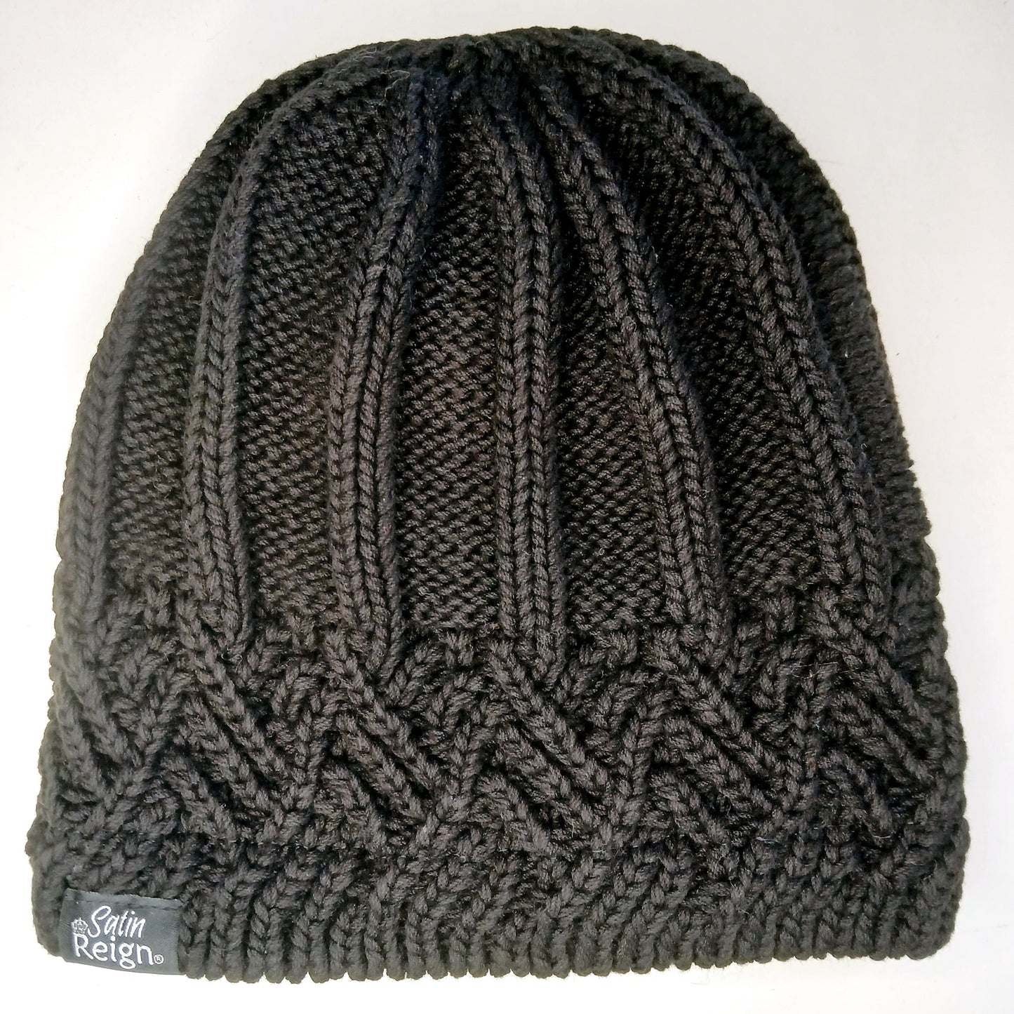 Stretch Satin Lined Cotton Knit Beanie Hat (Small)