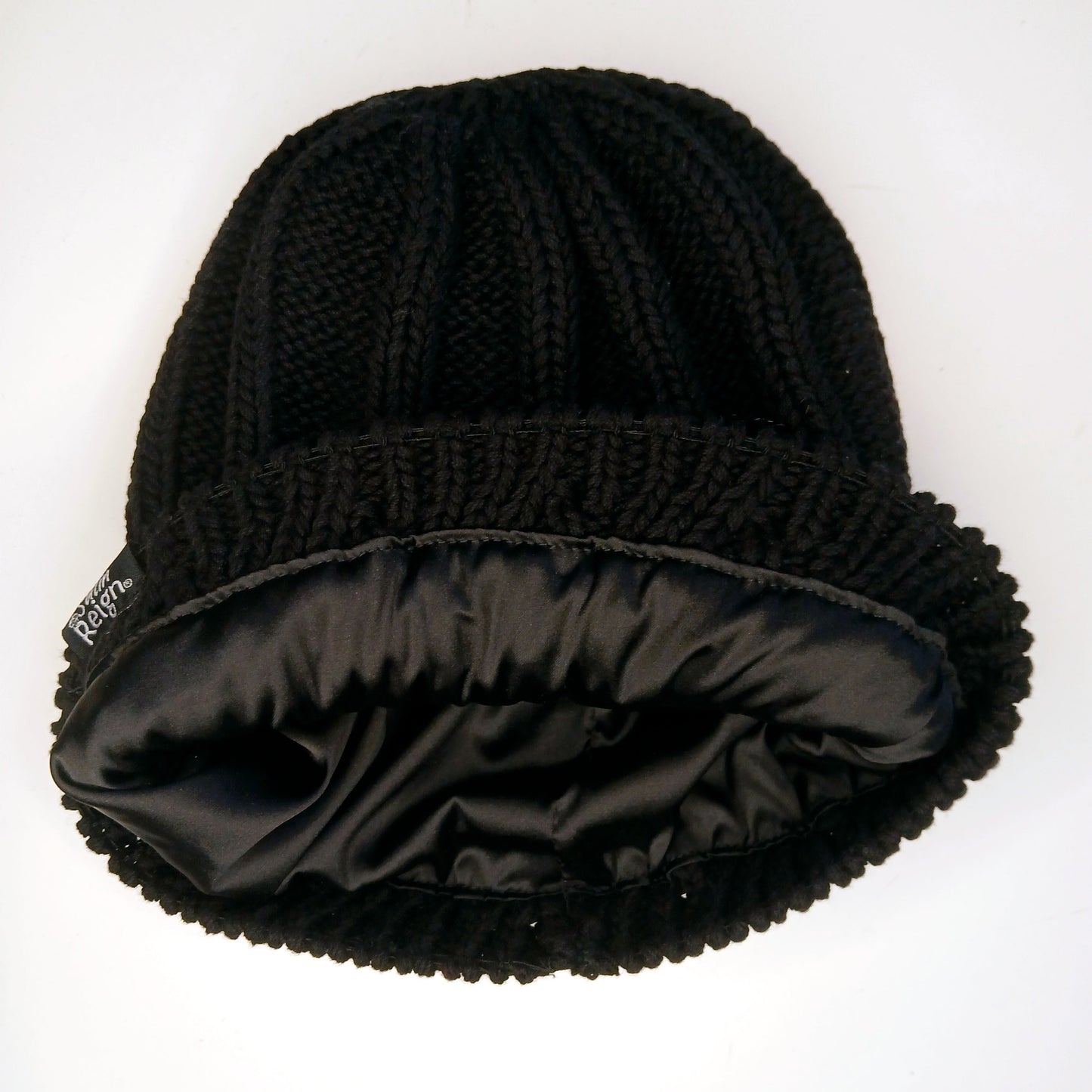 Stretch Satin Lined Cotton Knit Beanie Hat (Small)