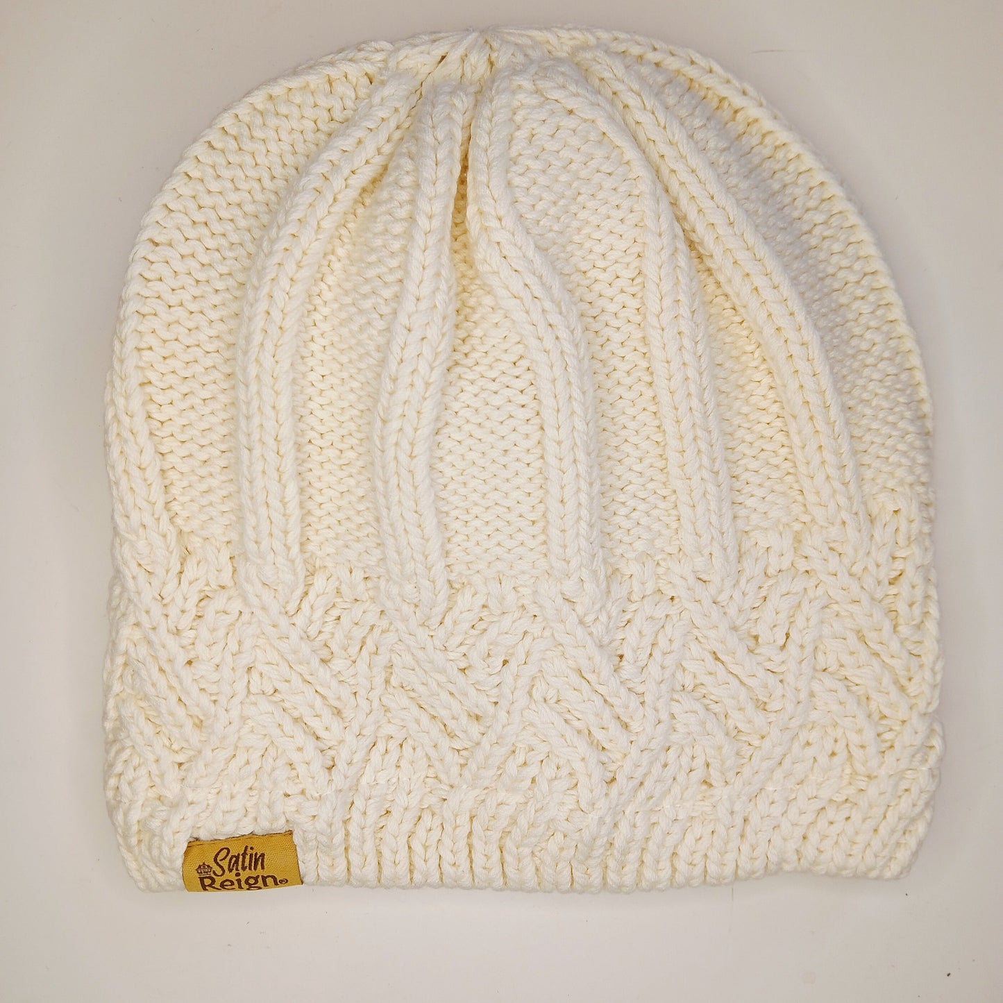 Stretch Satin Lined Cotton Knit Beanie Hat (Small)