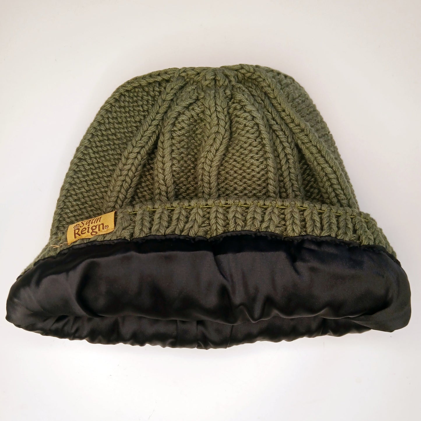 Stretch Satin Lined Cotton Knit Beanie Hat (Small)