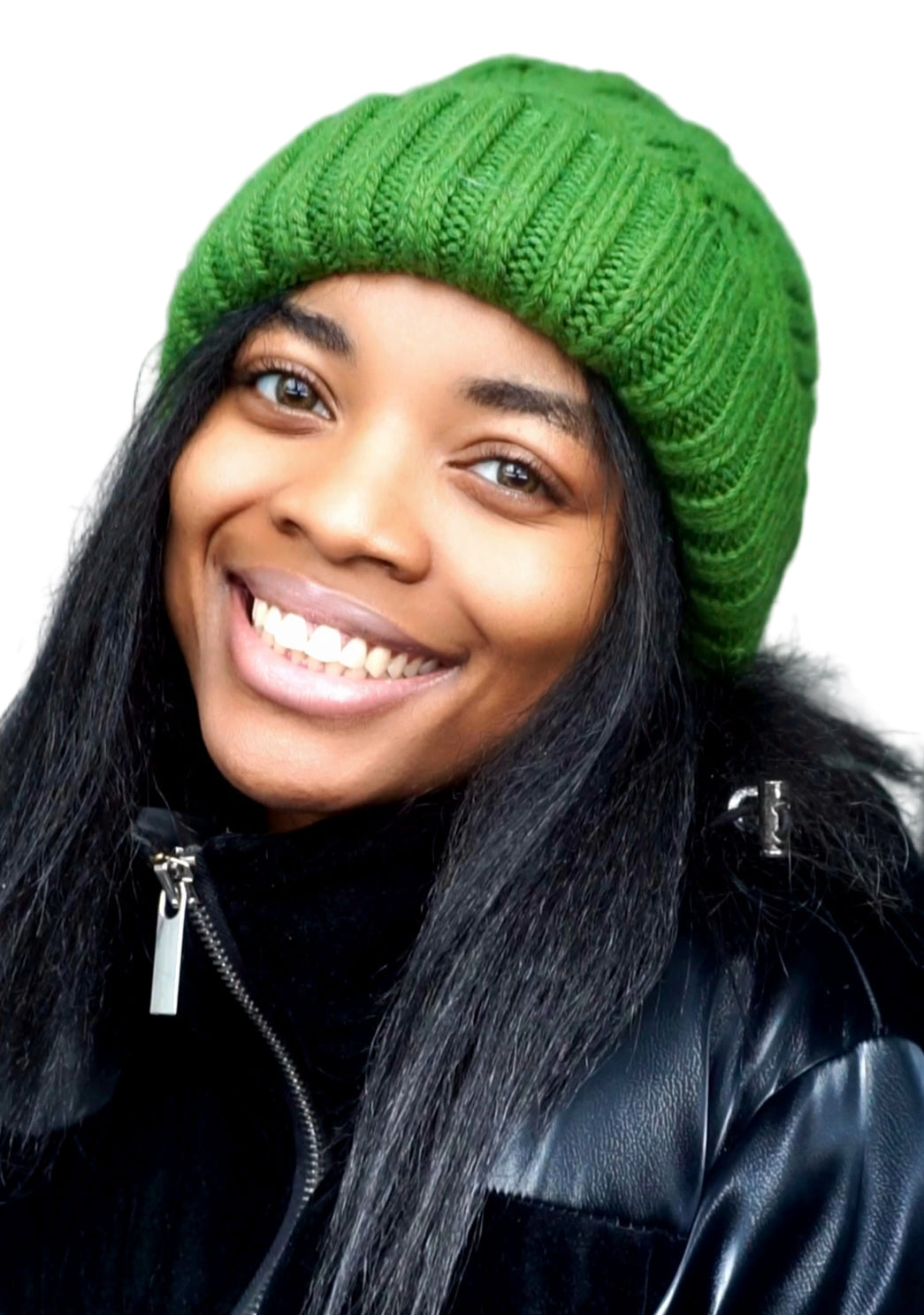 Extra Large Stretch Satin Lined Cashmere Fur Knit Cuffed Winter Beanie Hat (Large)