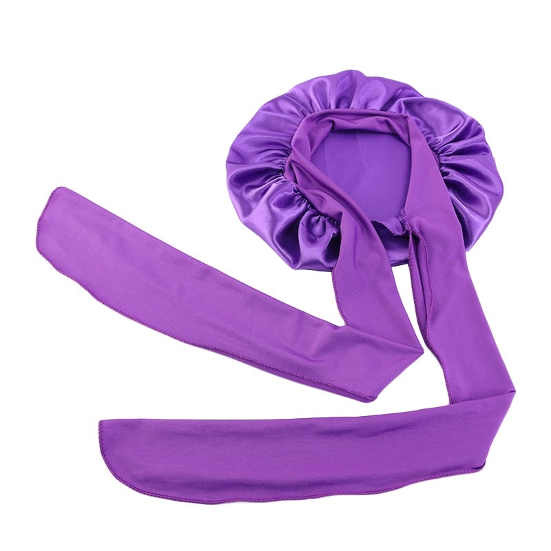 Satin Bonnet Single Layer: African, Ankara Print Wide Stretchy Edges Tie Band (Kid Size, Small & Large)