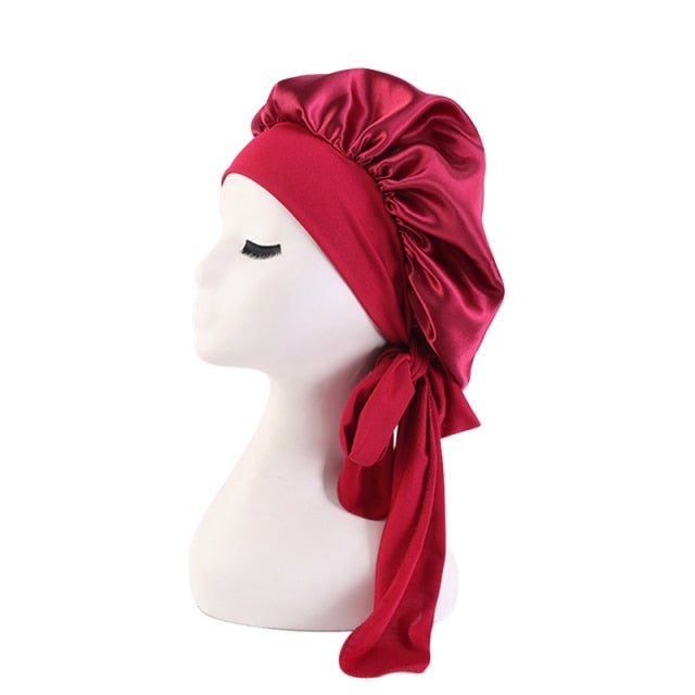 Satin Bonnet Single Layer: African, Ankara Print Wide Stretchy Edges Tie Band (Kid Size, Small & Large)