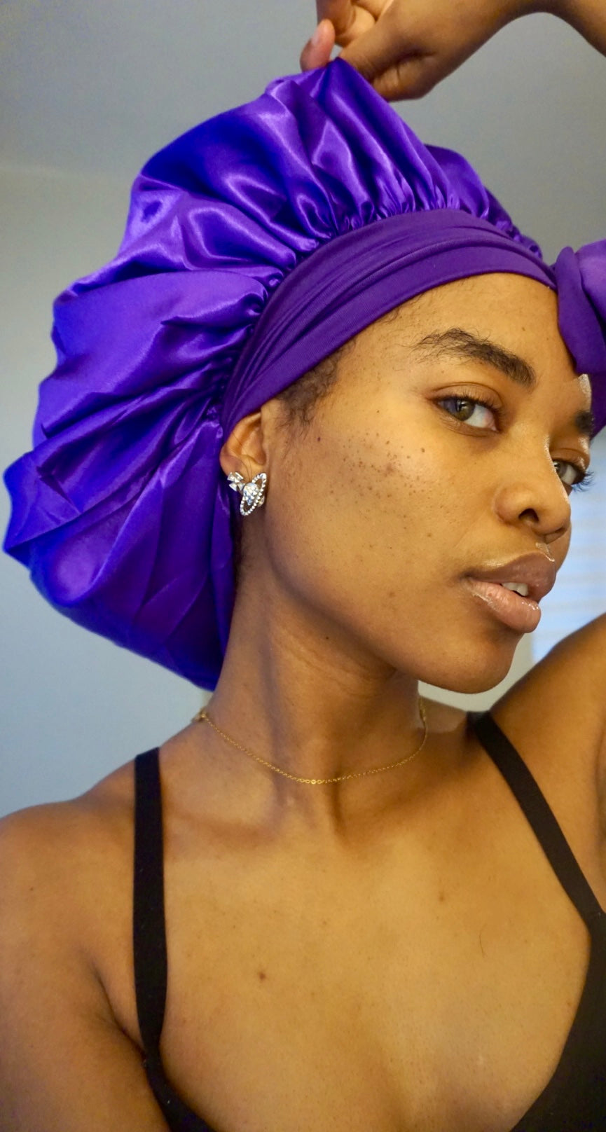 Satin Bonnet Single Layer: African, Ankara Print Wide Stretchy Edges Tie Band Adult Large