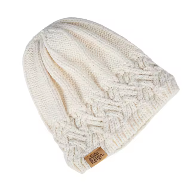 Stretch Satin Lined Cotton Knit Beanie Hat (Small)