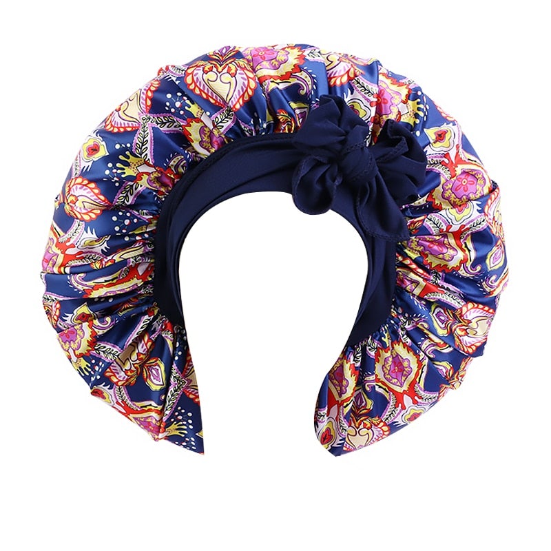 Satin Bonnet Single Layer: African, Ankara Print Wide Stretchy Edges Tie Band (Kid Size, Small & Large)