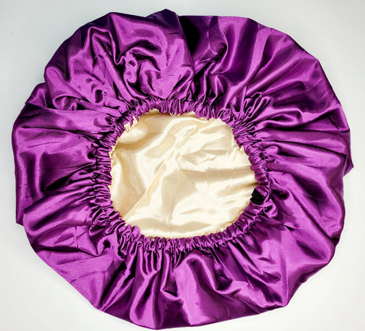 Satin Shower Cap; Double Layered, Waterproof, Adjustable, Reversible Extra Large