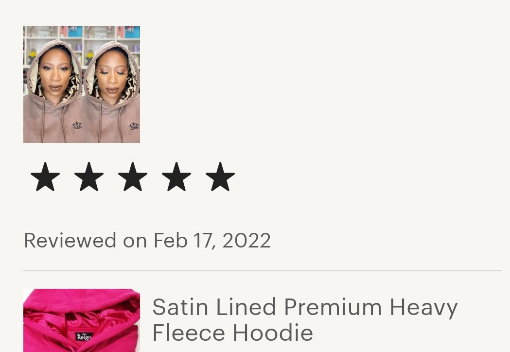 Satin Lined Hoodie; Premium Heavy Fleece