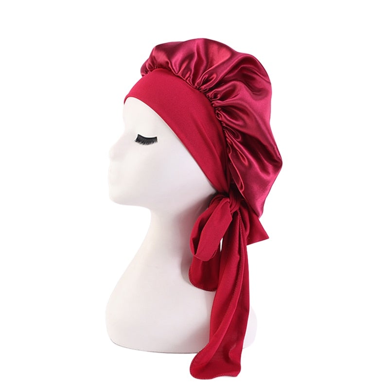 Satin Bonnet Single Layer: African, Ankara Print Wide Stretchy Edges Tie Band (Kid Size, Small & Large)