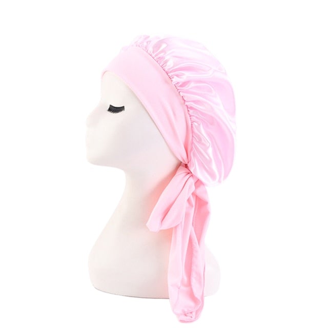 Satin Bonnet Single Layer: African, Ankara Print Wide Stretchy Edges Tie Band (Kid Size, Small & Large)